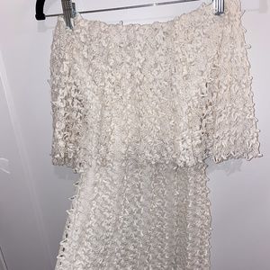 Cream crinkle mini dress